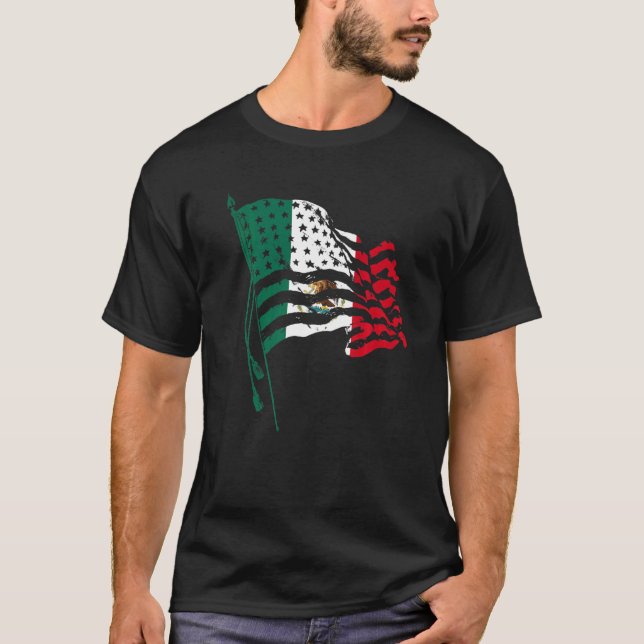 T-shirt Amérique Mexique Drapeau Mexicain Racines Américai (Devant)