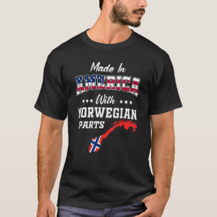 T-shirt Amérique Norvégien Pièces Norvège Carte Drapeau Ét