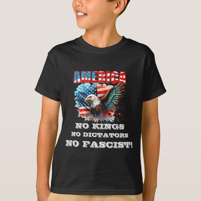 T-shirt Amérique Pas de rois Pas de dictateurs Pas de fasc (Devant)
