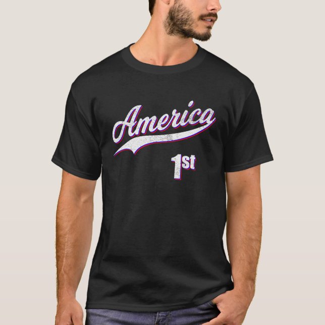 T-SHIRT AMÉRIQUE PREMIER BASEBALL SPORTS SCRIPT CURSIVE U (Devant)