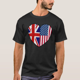 T-shirt Amérique Royaume-Uni Coeur Drapeau