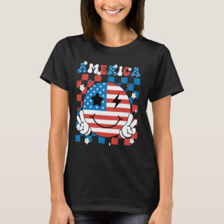 T-shirt Amérique super USA Smile Face Patriotique 4 Juil