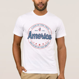 T-shirt Amérique Terre De La Liberté À Cause Du Courageux