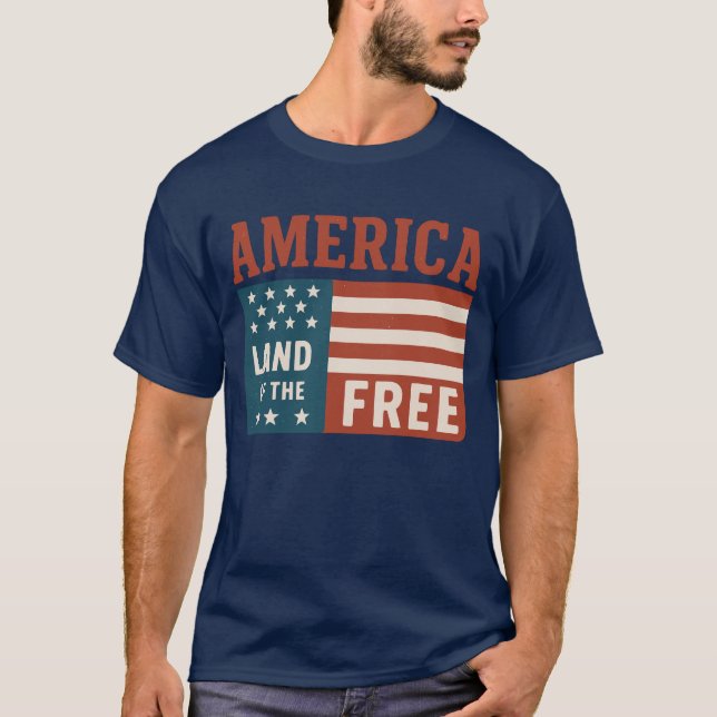 T-shirt Amérique terre de l'art du drapeau libre (Devant)