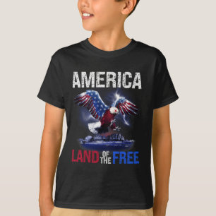 T-shirt Amérique Terre De L'Indépendance Libre 4 juillet