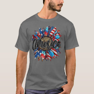 T-shirt Amérique tournesol 4 juillet fête de l'indépendanc