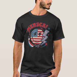 T-shirt Amérique Vibes Happy Face Smile Flower American 4t