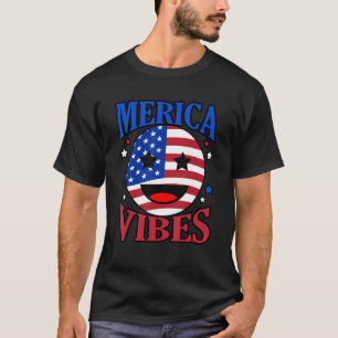 T-shirt Amérique Vibes Usa Drapeau Indépendance 4 juillet