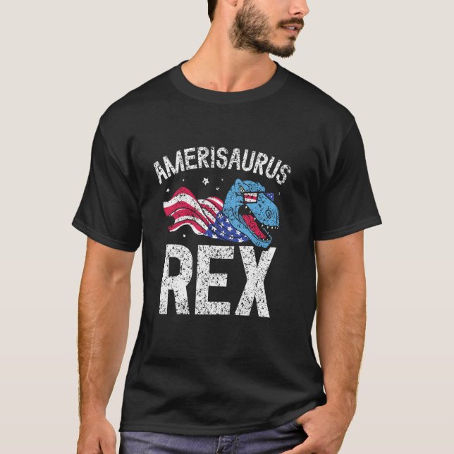 T-shirt Amerisaurus Rex America Usa Independence 4E Ju (Devant)