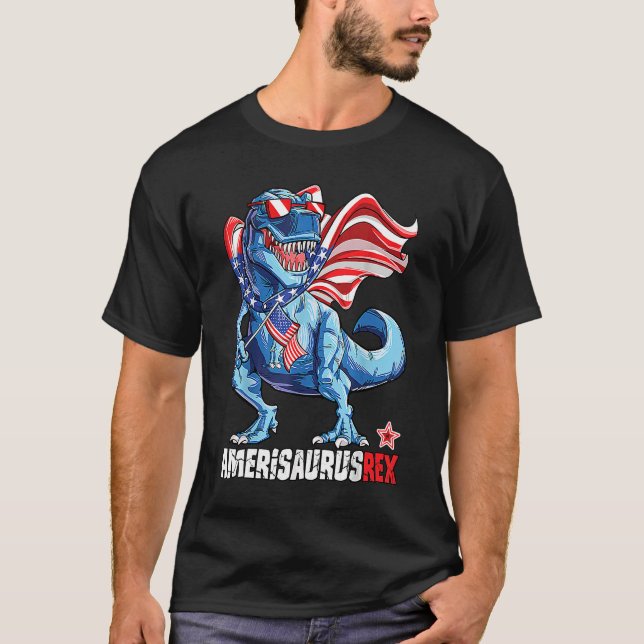 T-shirt Amerisaurus Rex Independence Day (Devant)