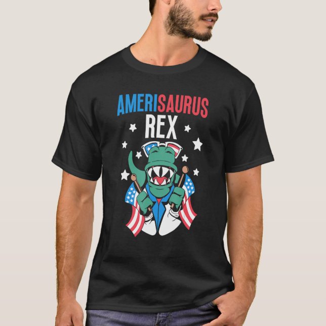 T-shirt Amerisaurus Rex Usa 4Th Of July America Independen (Devant)