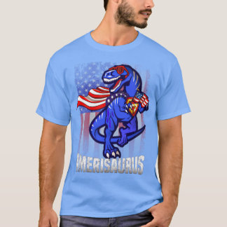T-shirt Amerisaurus T Rex USA Drapeau Enfants Drôle Juille