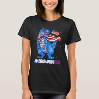 T-shirt Amerisaurus T-rex USA Flag Kids Funny 4th Of July 