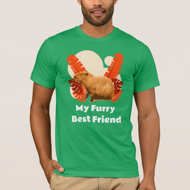 T-shirt Ami à Fourrure Capybara Animal Tropical (Devant)