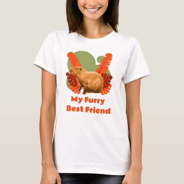 T-shirt Ami à Fourrure Capybara Animal Tropical (Devant)