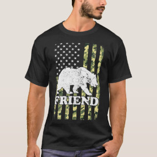 T-shirt Ami Bear Camping Randonnée Camouflage USA American