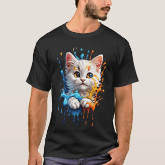 T-shirt Ami chat animé coloré