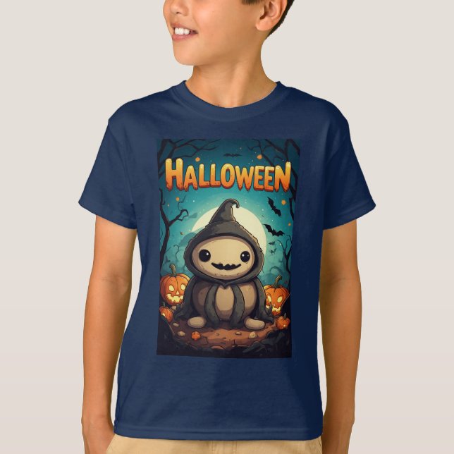 T-shirt Ami Citrouille dans un Patch d'Halloween (Devant)