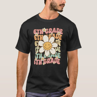 T-shirt ami de 6e année Fleur Rétro