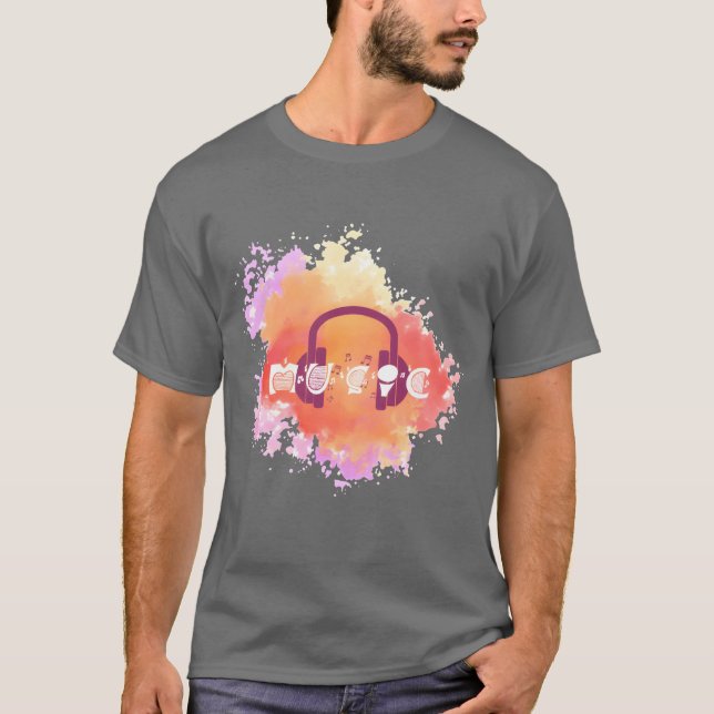 T-shirt Ami de la musique aquarelle (Devant)