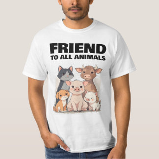 T-SHIRT AMI DE TOUS LES ANIMAUX CHAT COCHON CHIEN 