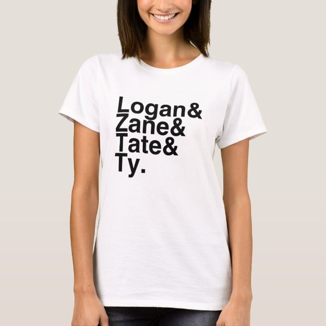 T-shirt Ami Logan, Zane, Tate, Ty de livre (Devant)