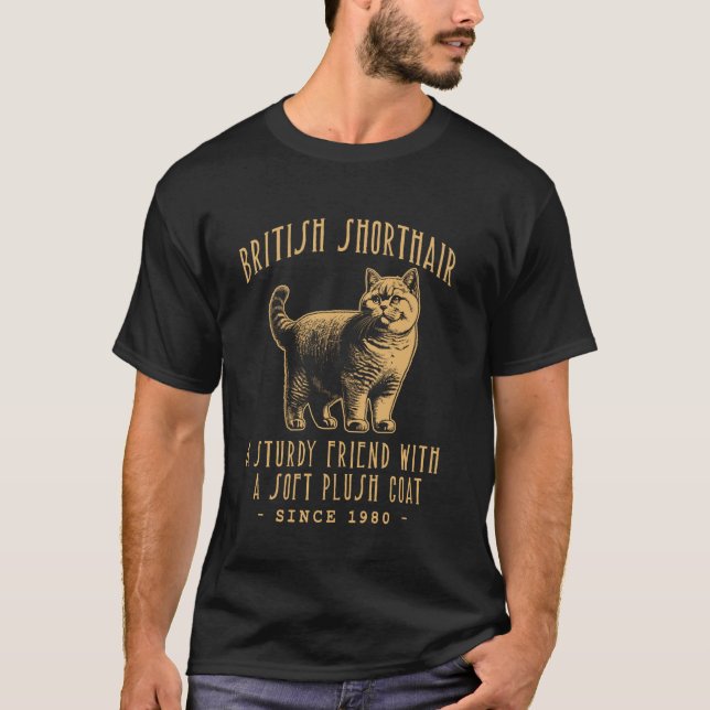 T-SHIRT AMI ROBUSTE BRITISH SHORTHAIR, CHAT CLASSIQUE VINT (Devant)