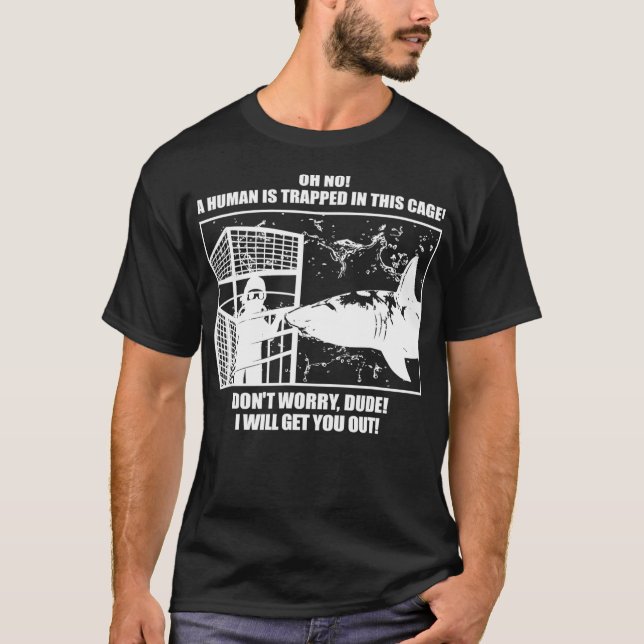T-shirt Amical Grand Requin Blanc Cage Plongée (Devant)