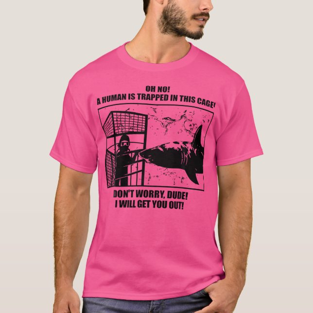T-shirt Amical Grand Requin Blanc Cage Plongée (Devant)