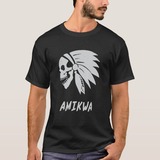 T-shirt Amikwa Native American Indian Born Freedom Evil Sk (Devant)