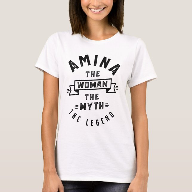 T-shirt Amina Nom personnalisé Anniversaire Cadeau (Devant)
