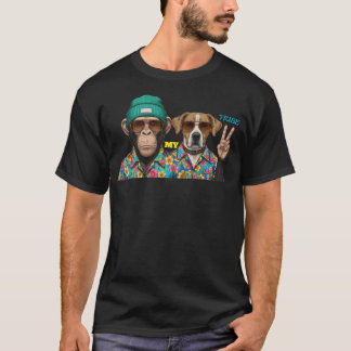 T-shirt Amis Animaux Drôles | Singe Chien Cool  