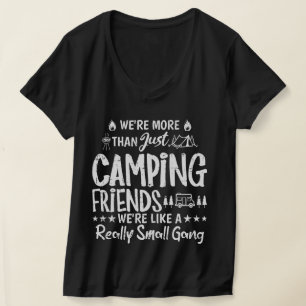 T-shirt Amis de camping drôles, petit gang, col V femme