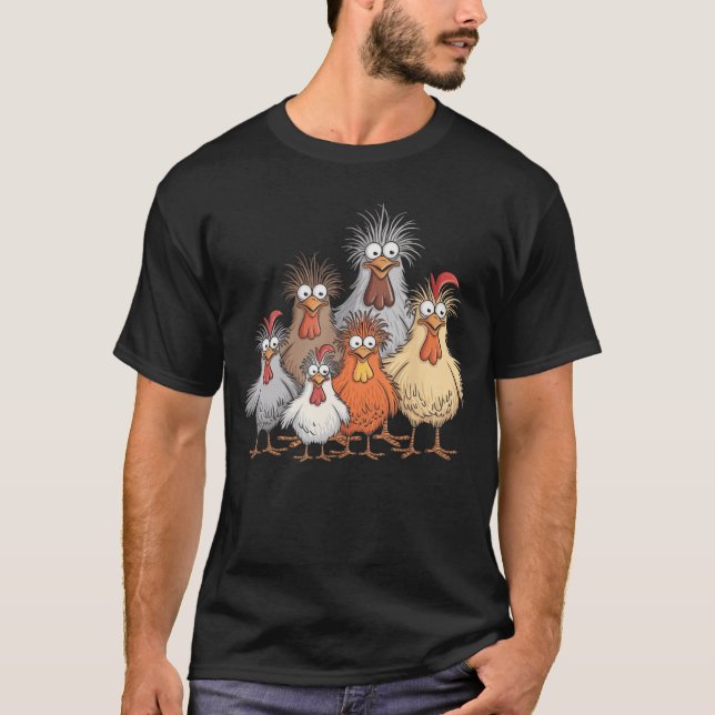 T-shirt Amis de la famille Crazy Chicken (Devant)
