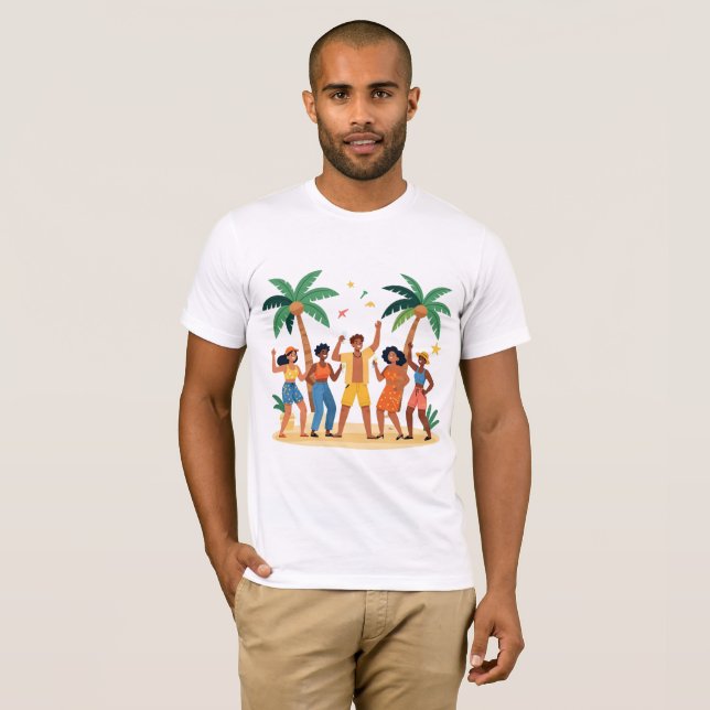 T-shirt Amis de la fête tropicale de plage Célébration d'é (Devant entier)