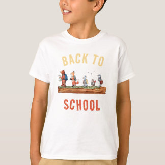 T-shirt Amis de la forêt de retour à l'école aquarelle