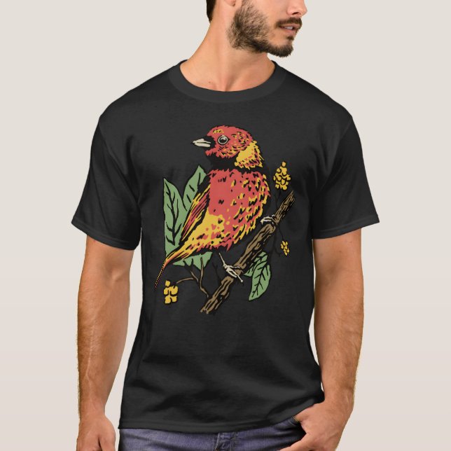 T-shirt Amis d'illustration d'oiseaux (Devant)
