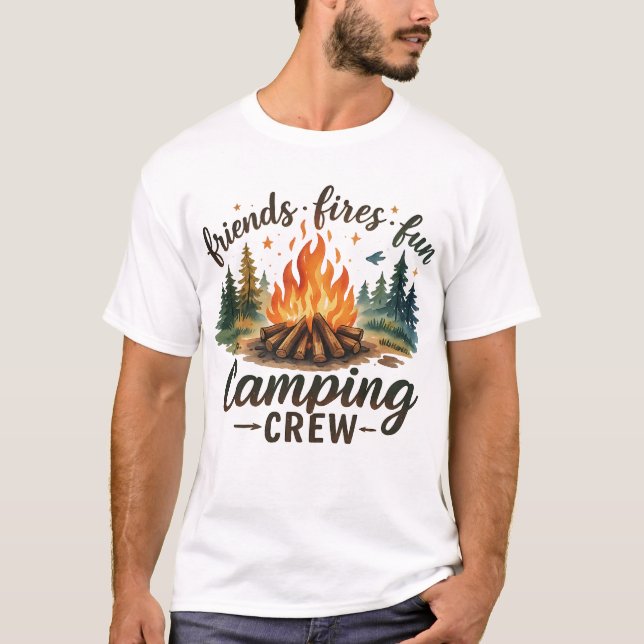 T-shirt Amis Feux Amusant Camping (Devant)