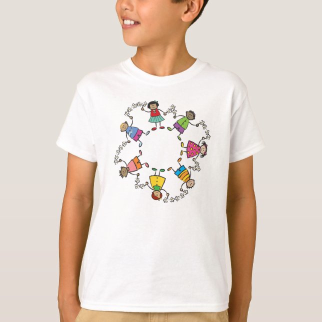 T-shirt Amis heureux mignons d'enfants de bande dessinée (Devant)