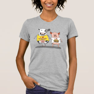 T-shirt Amis mignons et drôles de vache et de porc