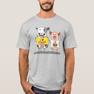 T-shirt Amis mignons et drôles de vache et de porc