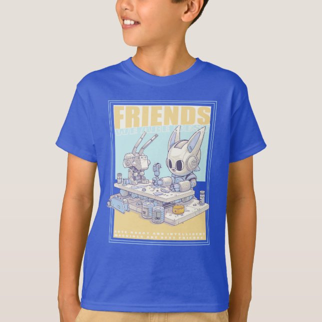 T-shirt Amis robot lapin et machine 071502 (Devant)