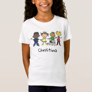 T-Shirt Amis - Style Cartoon Enfants tenant la main