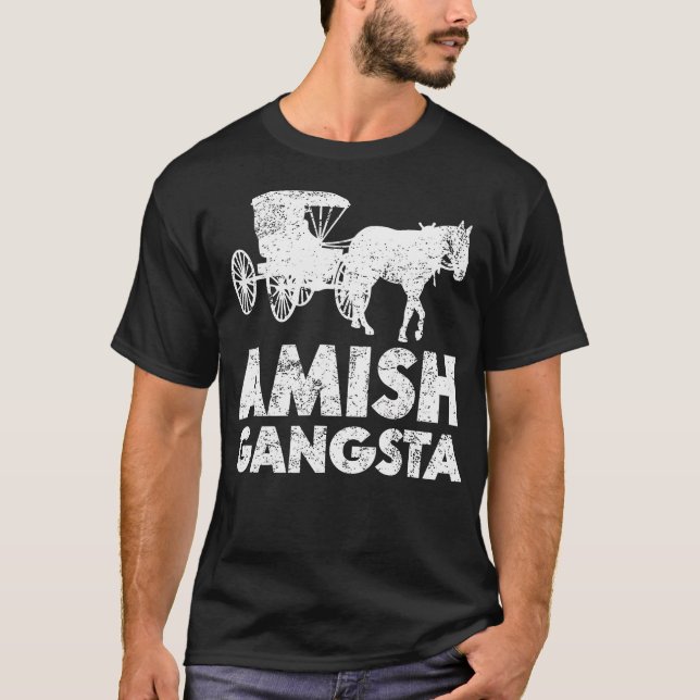 T-shirt Amish Gangsta Cheval Et Buggy - Drôle Amish Cadeau (Devant)