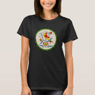 T-shirt Amish - Signe Hexagonal Distelfink Tulipes Cœurs V