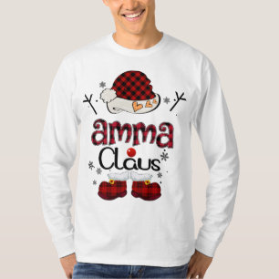 T-shirt Amma Claus Red Plaid - Grand-mère Cadeau