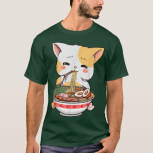 T-shirt Amny Anime Kawaii Neko Ramen Cute Ramen Chat Japon