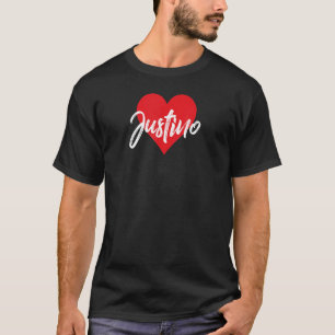 T-shirt Amo A Justino Primer Nombre Yo Corazón