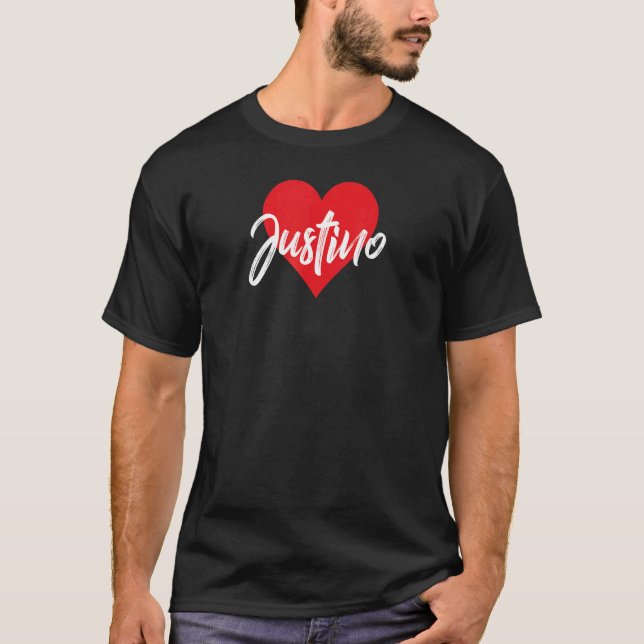T-shirt Amo A Justino Primer Nombre Yo Corazón (Devant)
