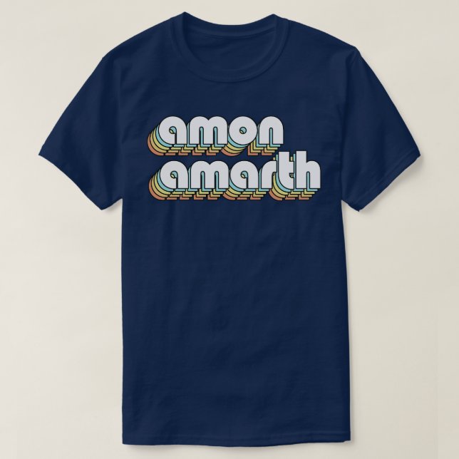 T-shirt Amon Amarth Retro Typographie arc-en-ciel style dé (Design devant)